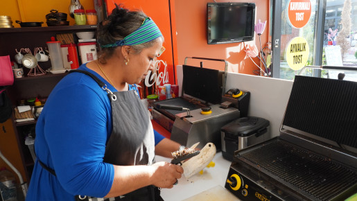 Woman preparing food.